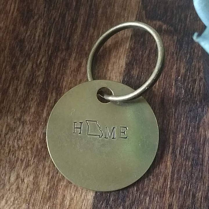 Chaveiro de Disco de Latão HOME por atacado de Little Wander Shop