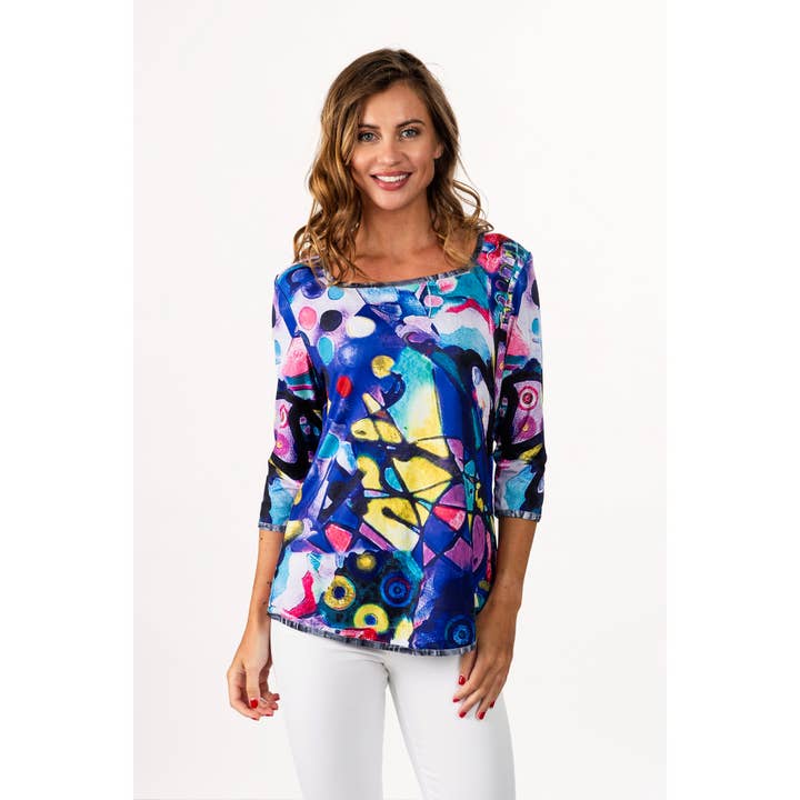 Lemon Grass - Vente Chemisier – femme - Top réversible à col carré avec queue de chemise