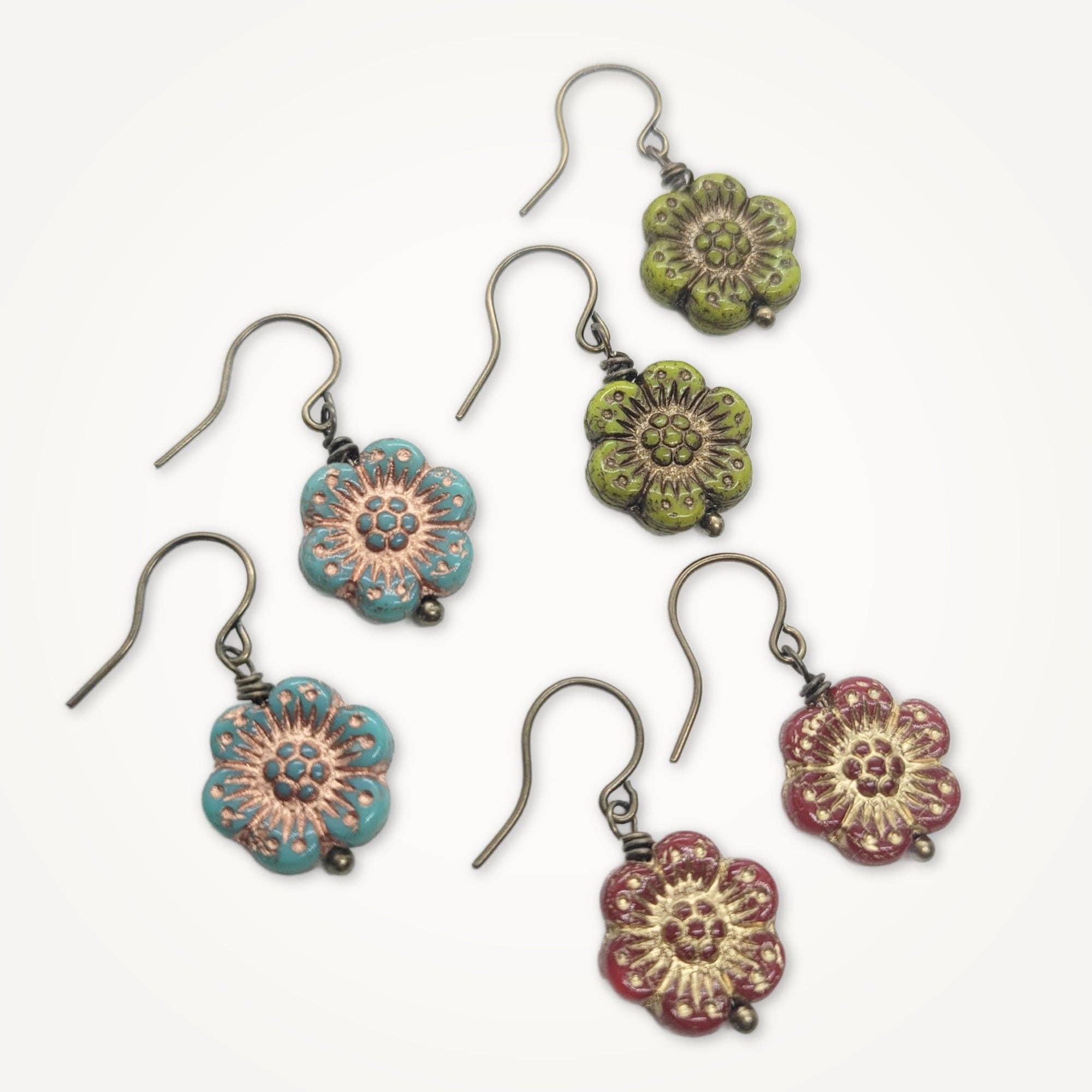 Beatrixbell Handcrafted - Wholesale Dangle Earrings - Wild Rose Earrings • Czech Glass1