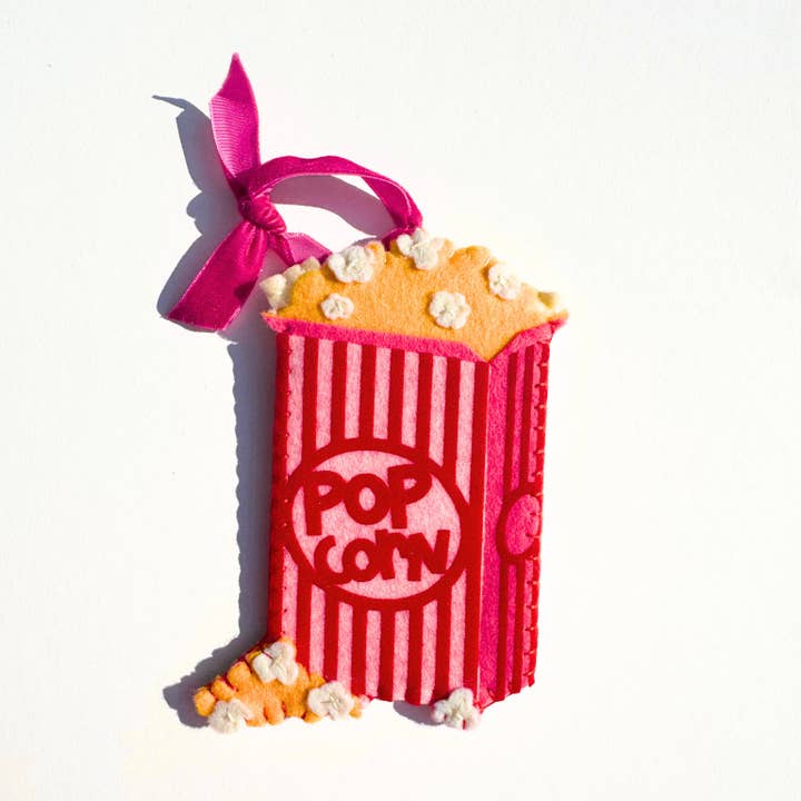 Pink Felt Popcorn Bucket Ornament for wholesale by Lemon House Design