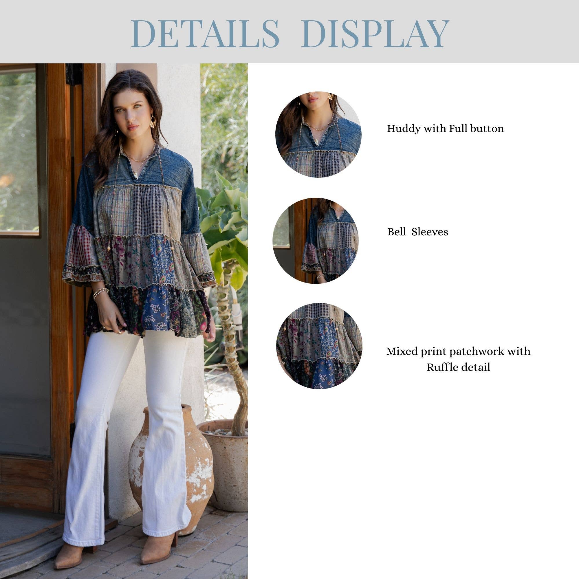 Young Threads - Vente Tunique – femme - Fusion artistique : Haut Jhabla surteint avec broderie également en PLUS13