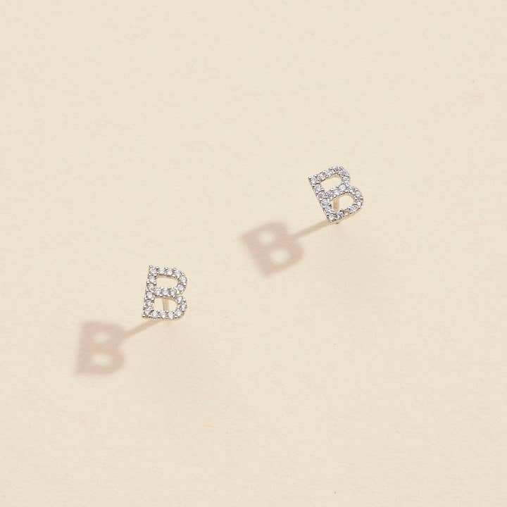 Frem - Wholesale Stud/Post Earrings - Initial Letter Stud Earrings – 12 Pack Bundle in Gold or Silver35