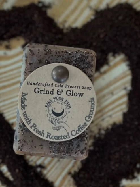 Grind & Glow Soap for wholesale by Bare Moon Farm