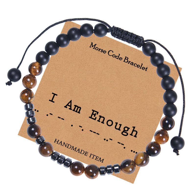 Mio Queena - Vendita all'ingrosso Bracciale con perline - Bracciale elasticizzato in pietra sfumata con occhio di tigre e codice Morse6