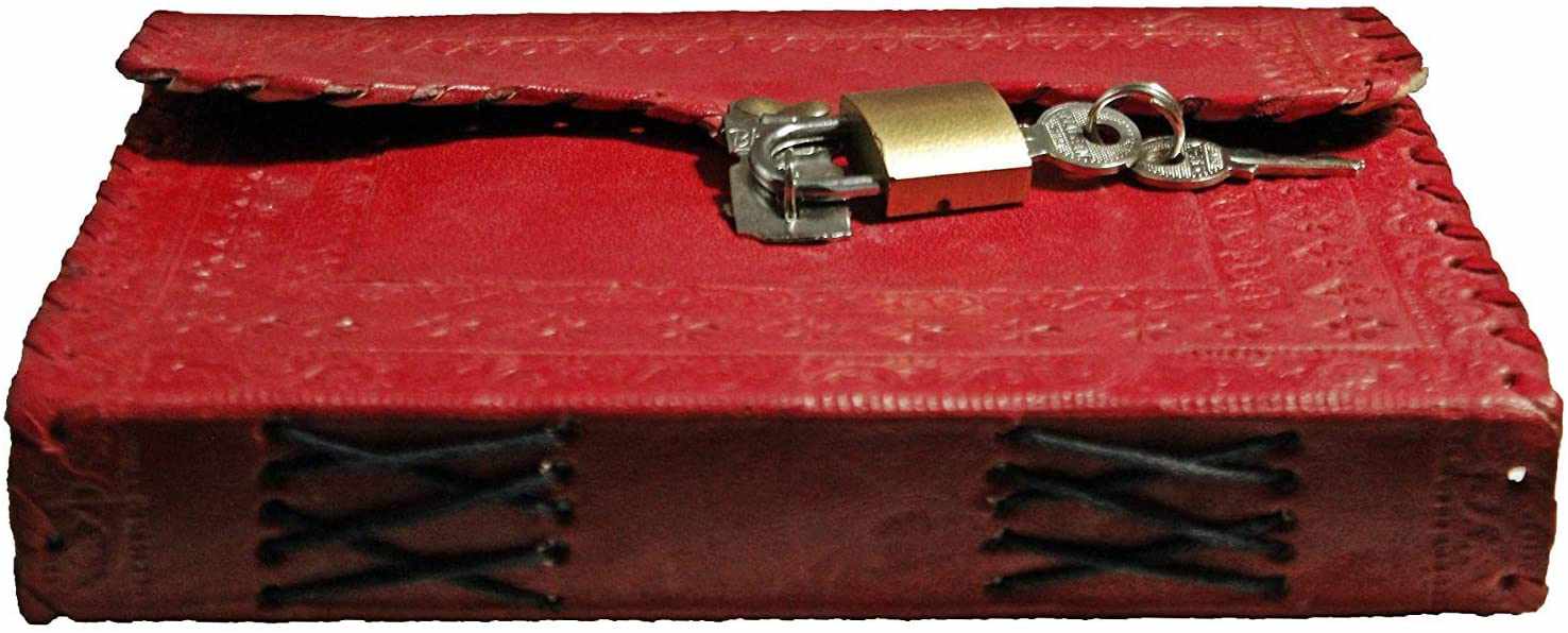 Tuzech Leather - Vente Journal intime - Journal en cuir TUZECH pour hommes et femmes, carnet en cuir pour écrire des poèmes, carnet de croquis, carnet de notes pour tenir des registres, mémoire personnel avec serrure et clé - Non ligné 7 pouces21