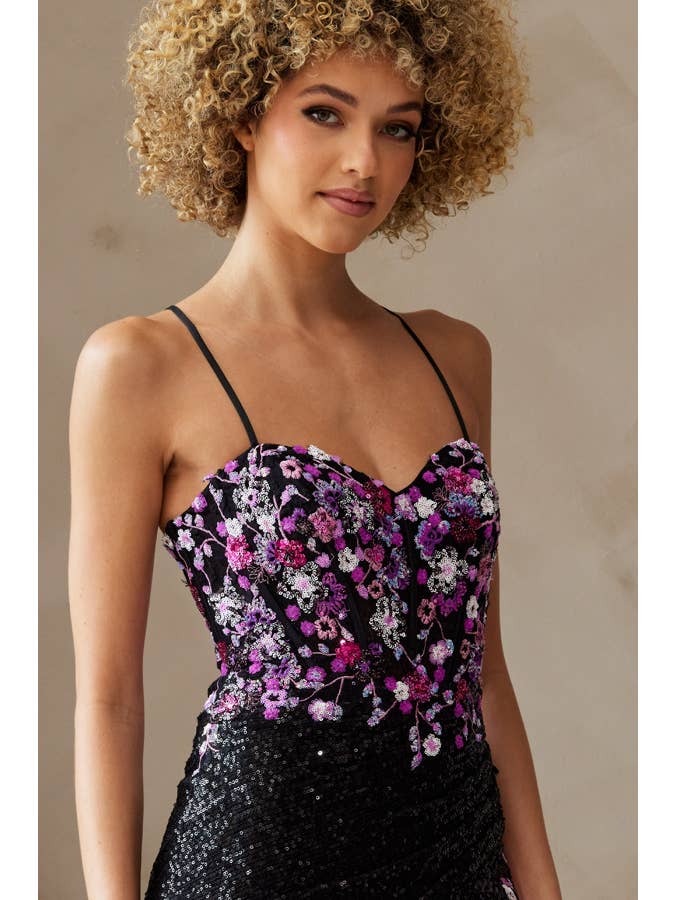 Babyfox Apparel - Wholesale Dress - Women's - Floral Embroidery Fitted Sequin Dress11