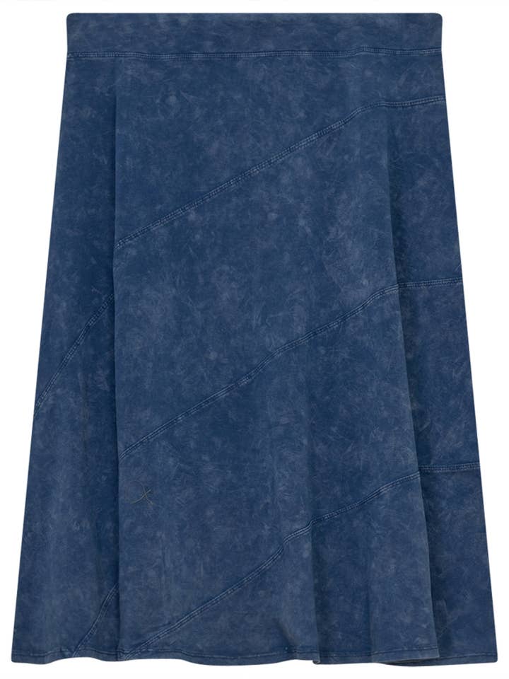 Short Denim Wash Skirt With Diagonal Cuts for wholesale by Hush.Shop