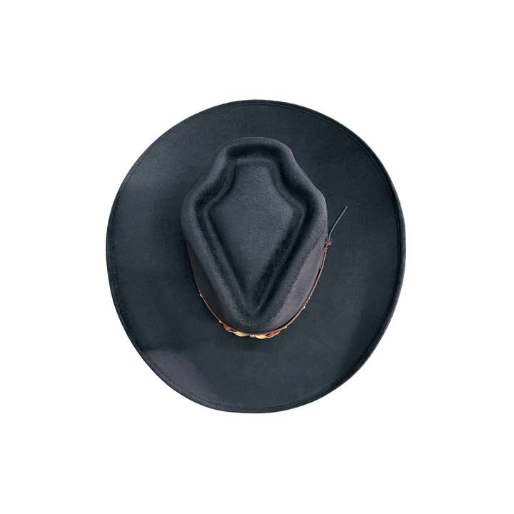 The Modern Cactus Co - Wholesale Cowboy Hat - Unisex - Vegan Suede Western Arrowhead Cowboy Hat w/ Leather Band