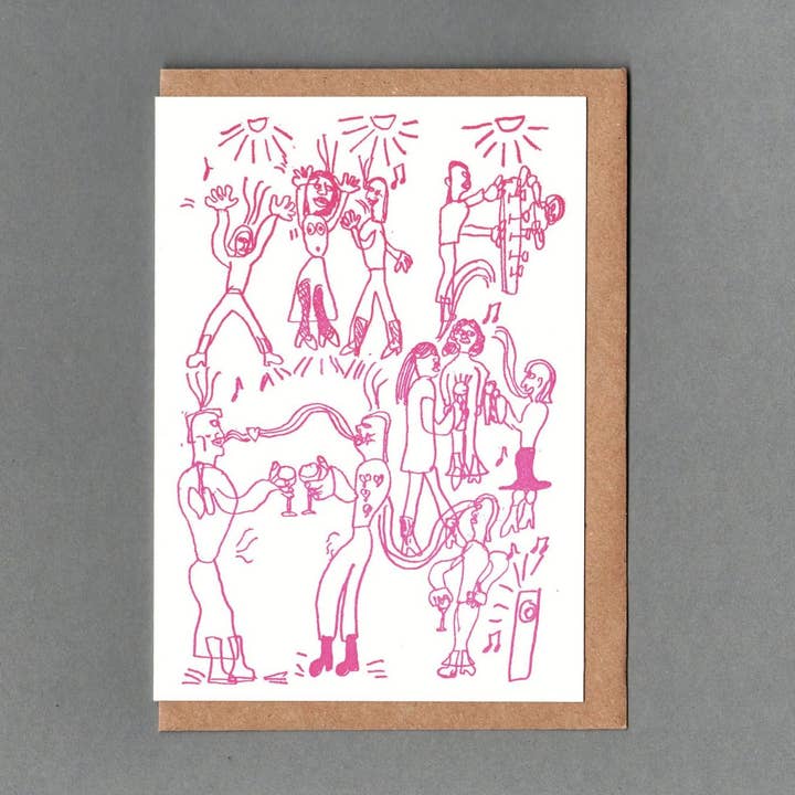 Party. Letterpress Greeting Card, Eco Friendly for wholesale by The Passenger Press