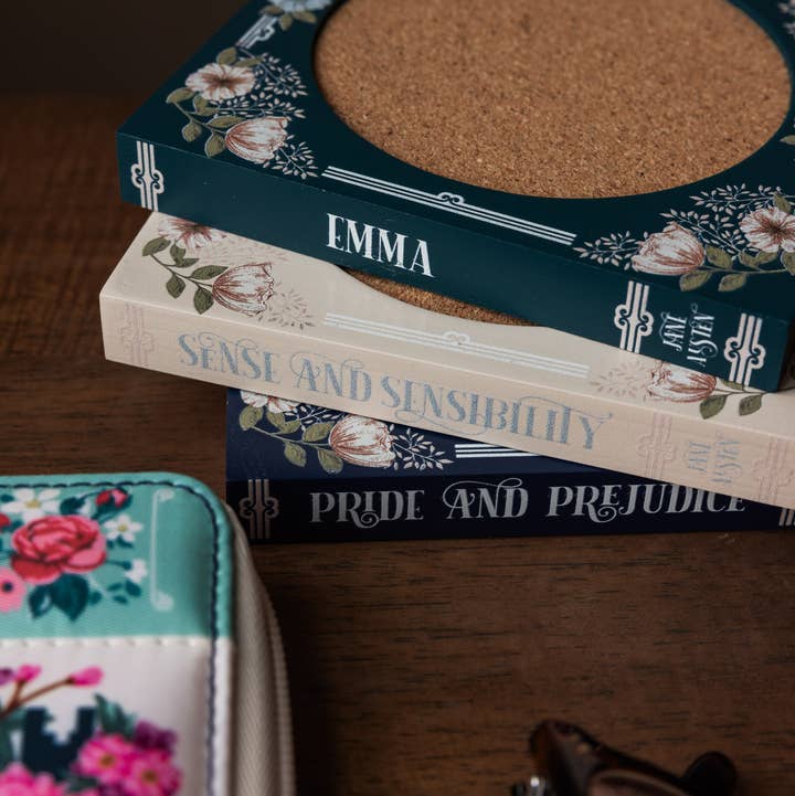 Juego de Posavasos de Libros, Jane Austen para venta al por mayor de Steel Mill & Co UK