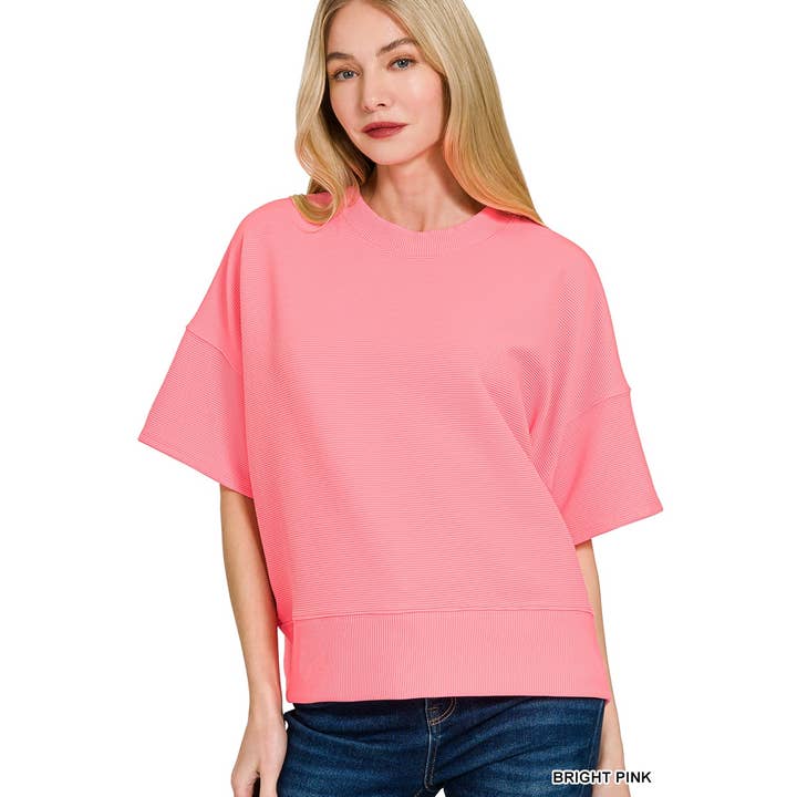 HiteJeans - Wholesale Knit Top - Women's - Ribbed round neck waist banded tee shirts
