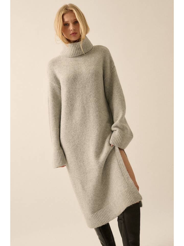Promesa USA - Wholesale Dress - Women's - Solid Felted Knit Cowl-Neck Midi Sweater Dress18