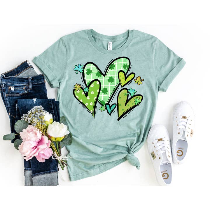 Camicia con cuori di San Patrizio - Camicia per il giorno di San Patrizio per la vendita all'ingrosso da parte di The Shirt Company