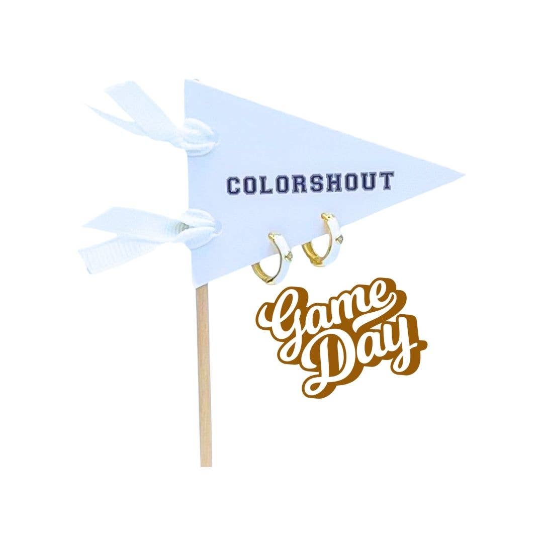 Color Shout - Vente Petits anneaux - Jour de match : Créoles Huggie aux couleurs de l'équipe sur un drapeau à fanion4