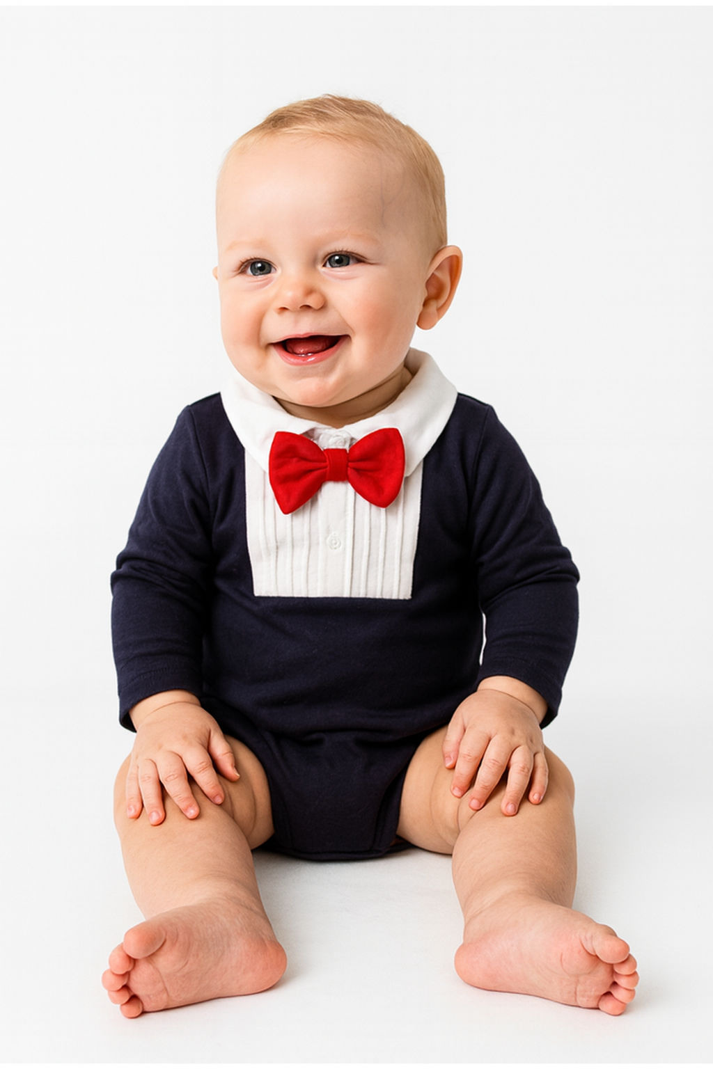 Fennco Styles - Wholesale Bodysuit (Non-Footed) - Baby - Navy Blue Tuxedo Cotton Baby Bodysuit2