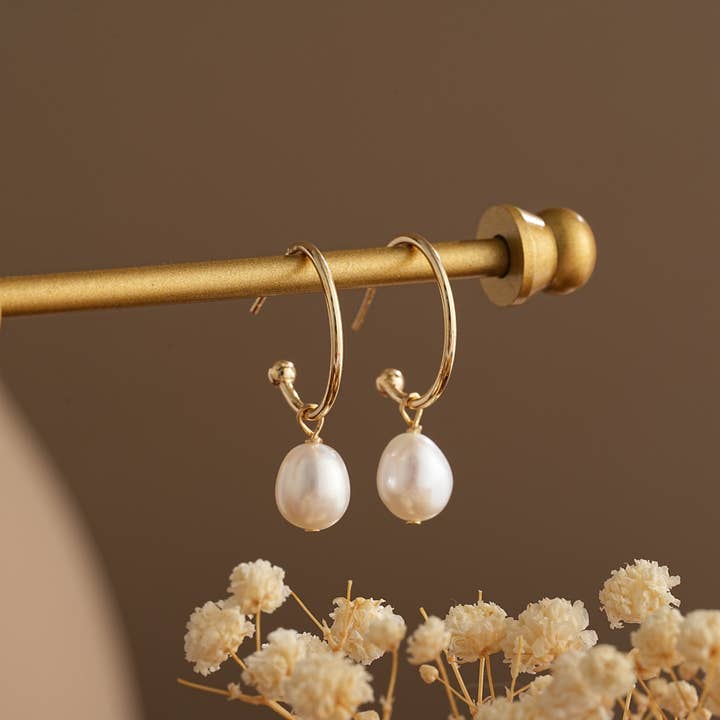 Ferskvandsperle Creoler Guld Creoler for engroshandel hos Drrtymagic