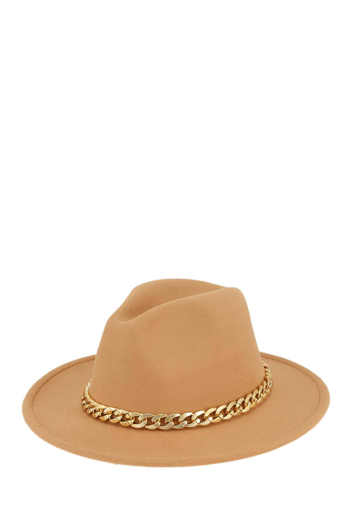 anbfashion - Wholesale Fedora - Women's - Cuban Chain Accent Fedora Hat 520213