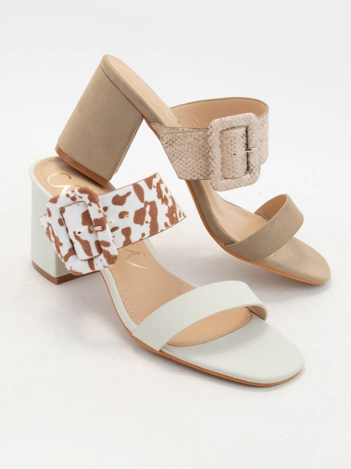 OFF WHITE SALLY DOUBLE STRAP SLIP-ON STYLE BLOCK HEEL SANDAL for wholesale on Faire7