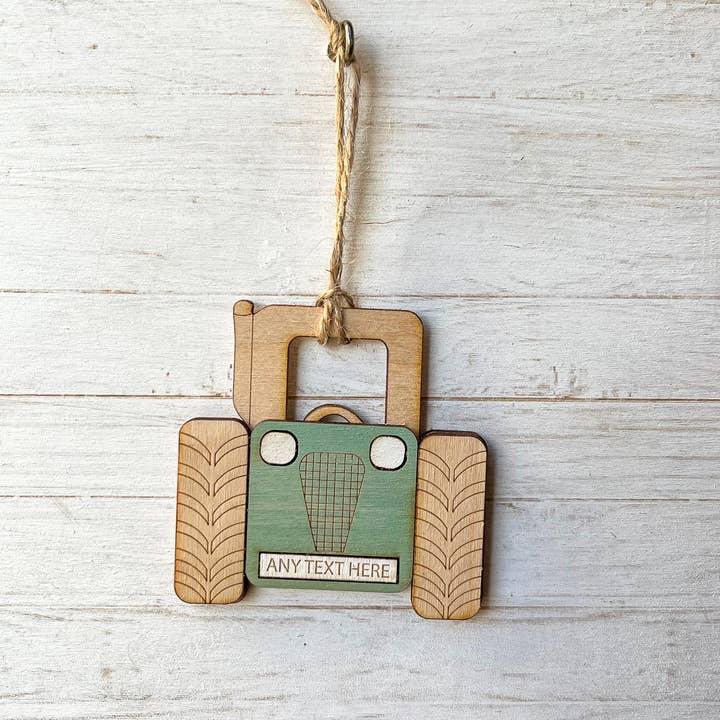 Gorgeous Little Bits Ltd – wholesale Ornament – Tractor Custom Engraved Location Hanging Decoration0
