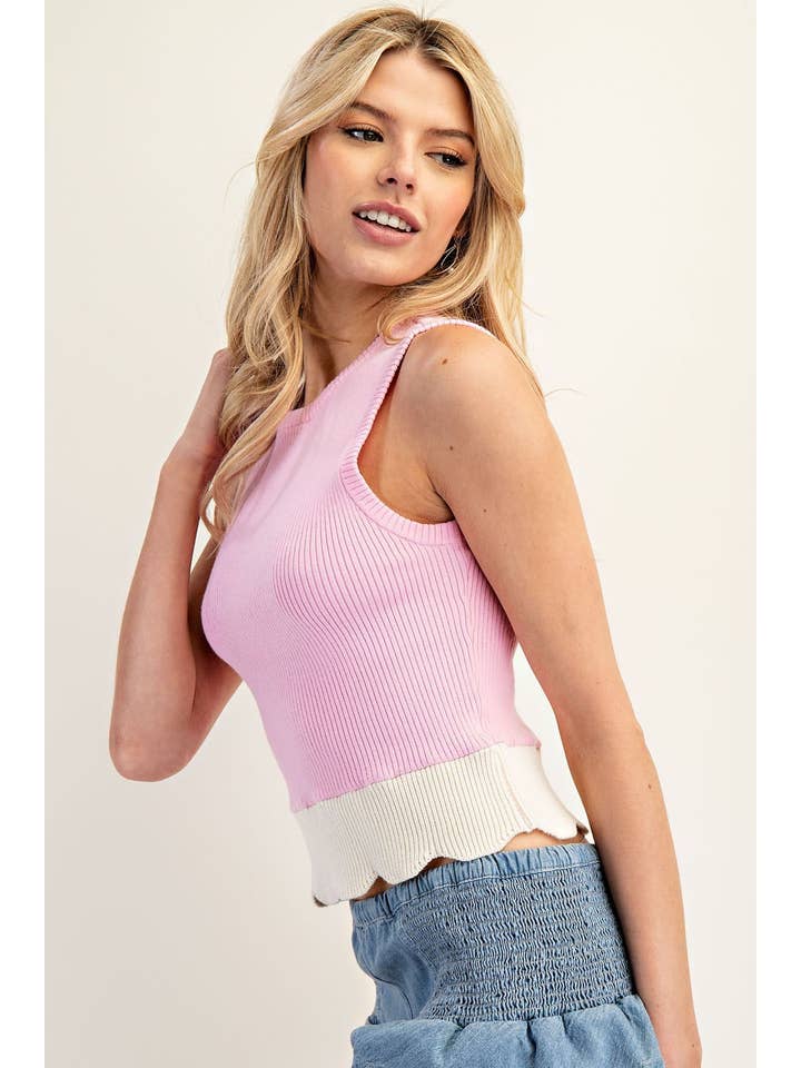 Peace Love Line - Wholesale Knit Top - Women's - PL6729 - RIBBED KNIT SWEATER TANK TOP
