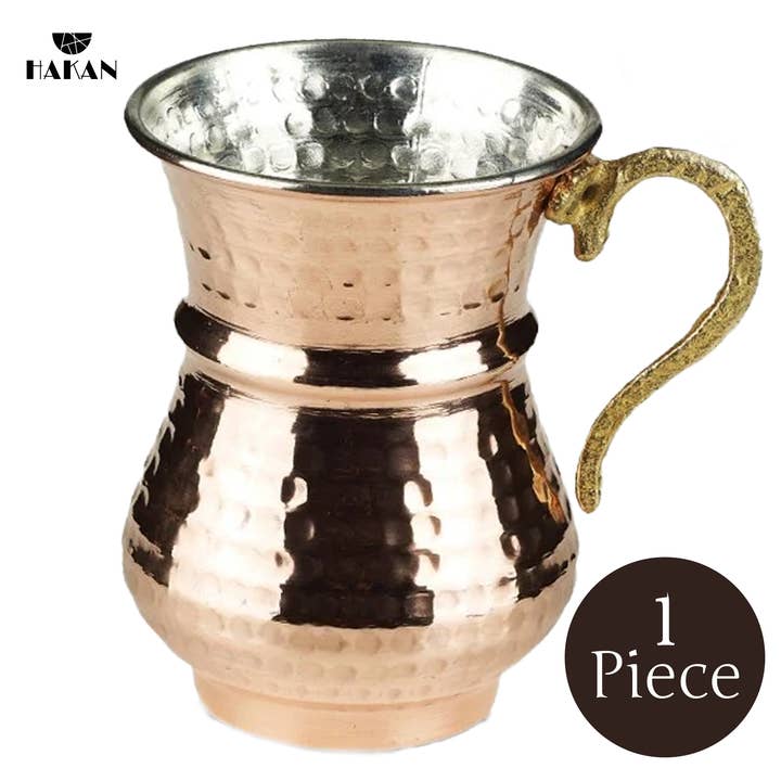 Hakan - Wholesale Coffee Mug - Handmade Hammered Copper Ayran Mug, 1 piece, 8.4 oz4