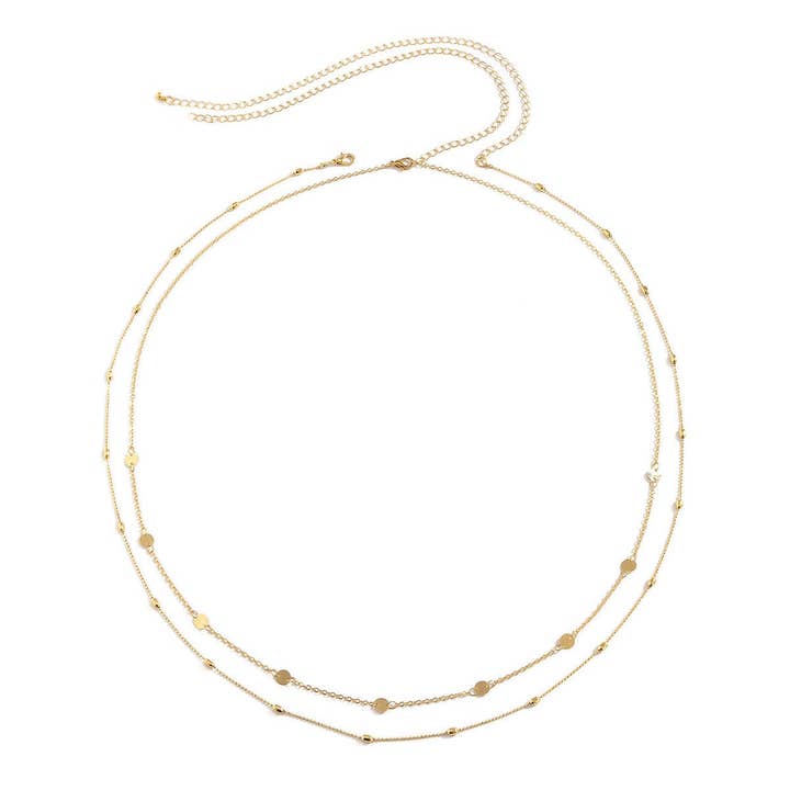 Perimade & Co. LLC - Wholesale Face/Body Chain - Gold Circle Charm Bead Waist Belly Chain in Solid Copper