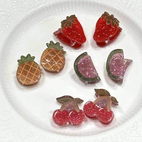 Cute Glittery Fruit Mini Hair Claw Clips for wholesale by SoapElenGlen