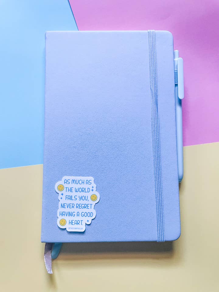 Blue good heart sticker for wholesale by Thisishappyclub