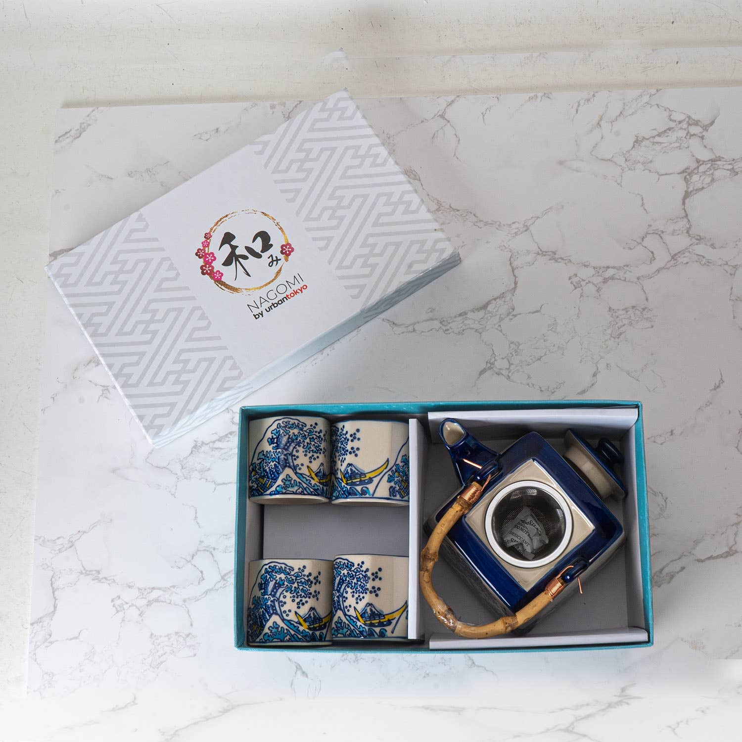 Urban Tokyo - Wholesale Tea Set - Great Wave Tea Set 20oz Tea Pot with 4 Hexagon Cups (4/8)3