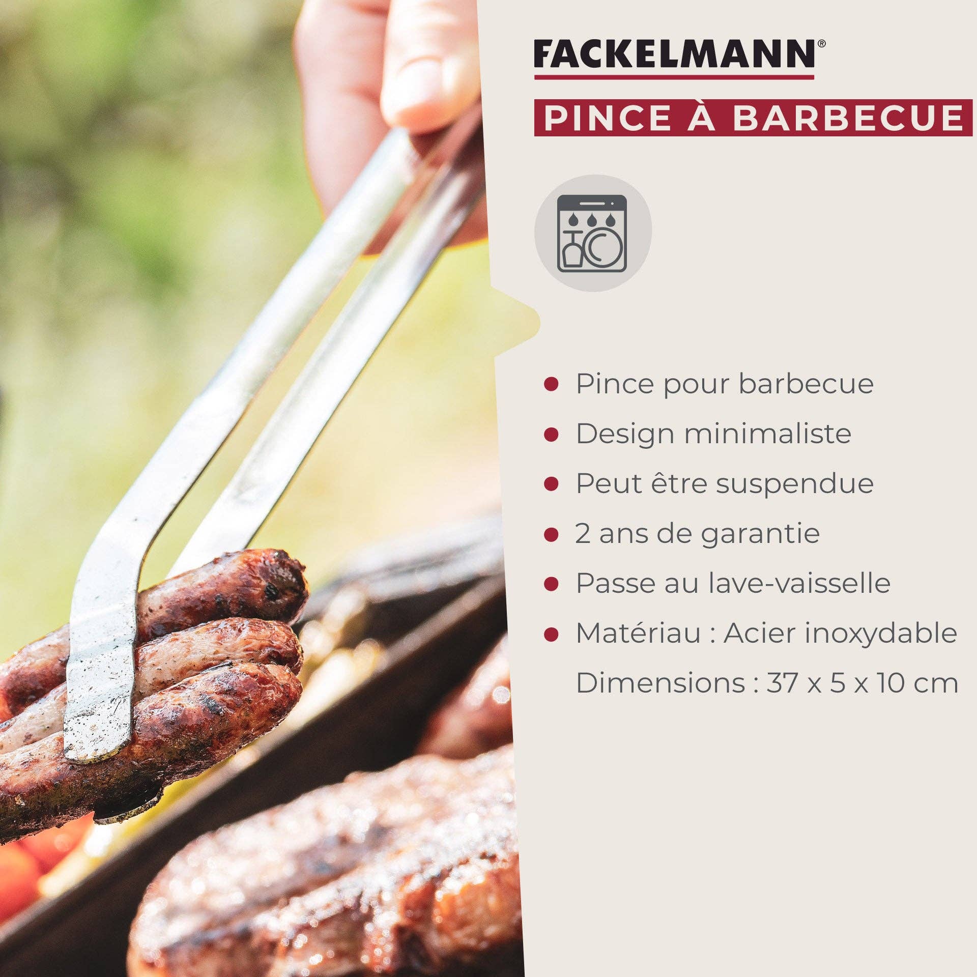 FM Professional - Wholesale Kitchen tool/gadget - Stainless steel barbecue tong 36 cm Fackelmann Barbecue2