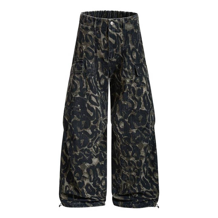 COLOR A Black Panther Camo Curved Blade Wide Leg Pants for wholesale on Faire3