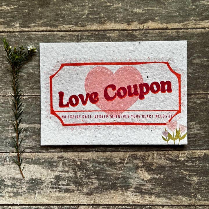 Erika's Whimsical Art – wholesale Love card – Plantable Seed Paper Love Coupon Card, Blank Inside 3