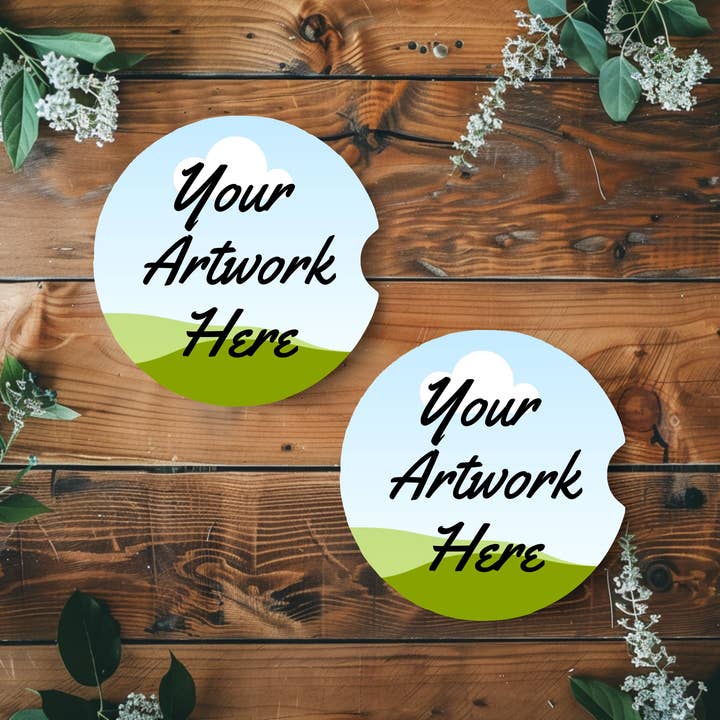 Car Coaster Set of 2 - Your Artwork Custom - Retail Box Included for wholesale by Beast Threads LLC