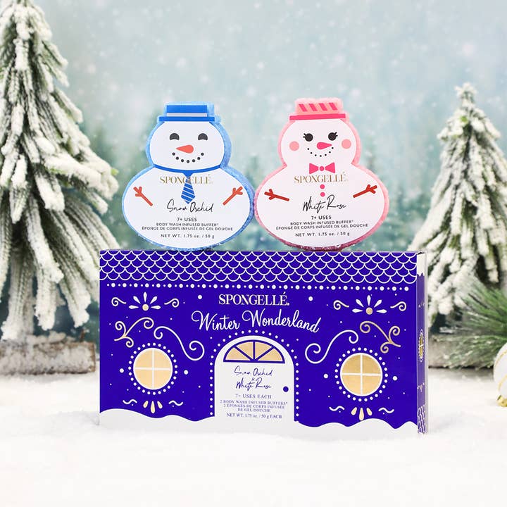 Spongellé - Wholesale Bath Pouf/Sponge - Winter Wonderland Holiday Snowman Gift Set Christmas