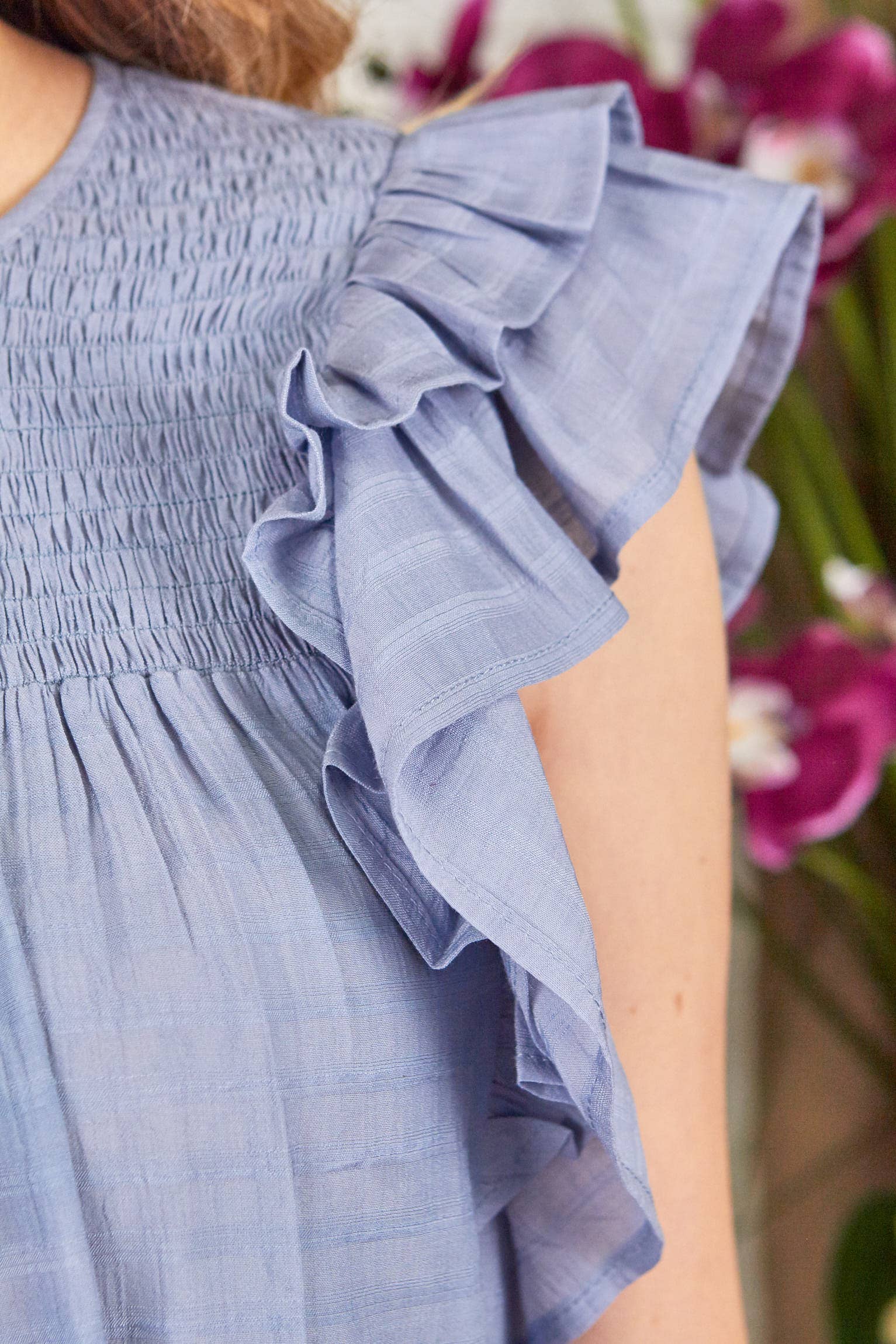 P.S Kate - Wholesale Blouse - Women's - Solid woven smocking top PLUS (P17912-PLUS)4