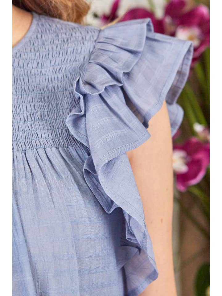 P.S Kate - Wholesale Blouse - Women's - Solid woven smocking top PLUS (P17912-PLUS)4