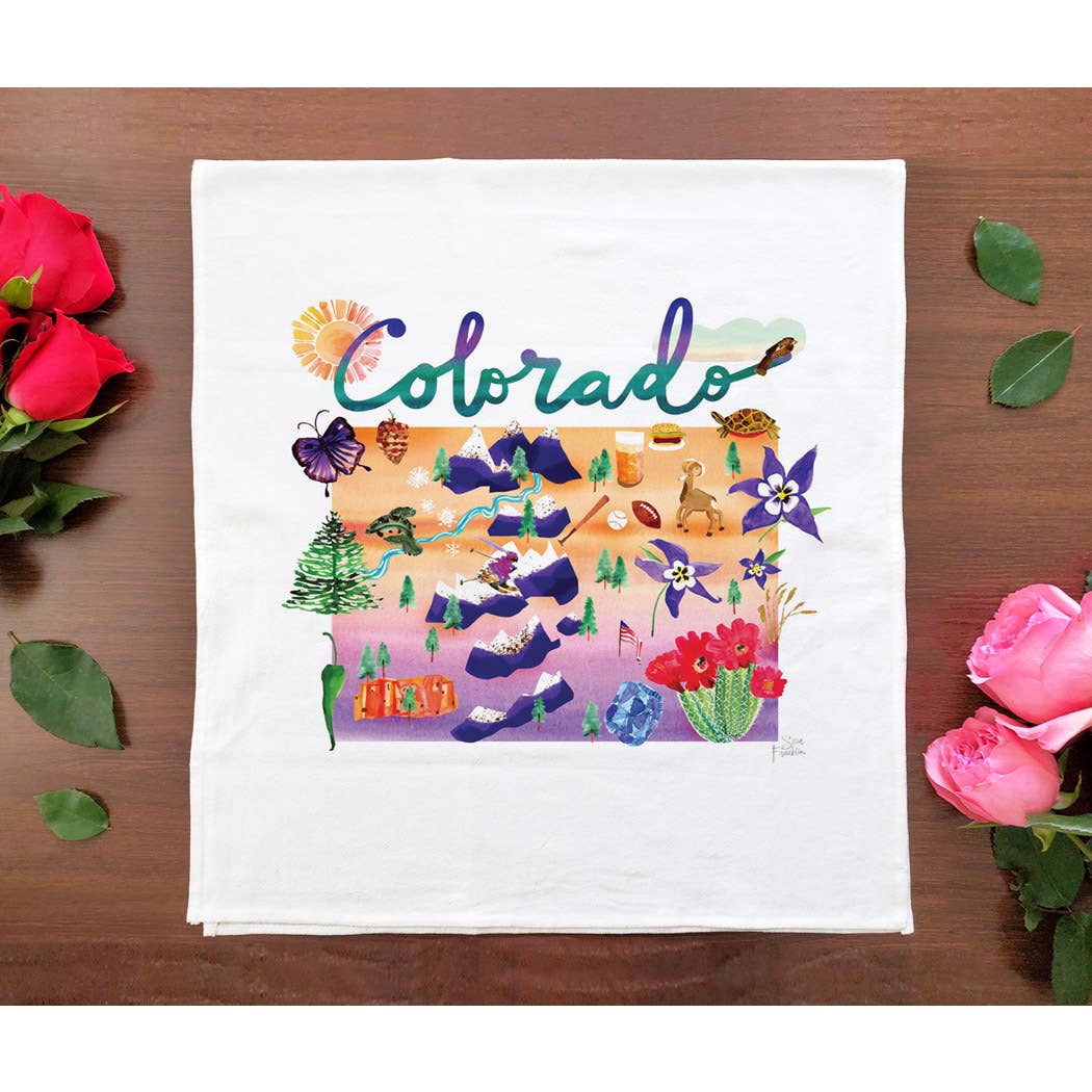 Allport Editions - Vente Torchons - Série de serviettes avec cartes à l'aquarelle - découvrez les 28 États !2