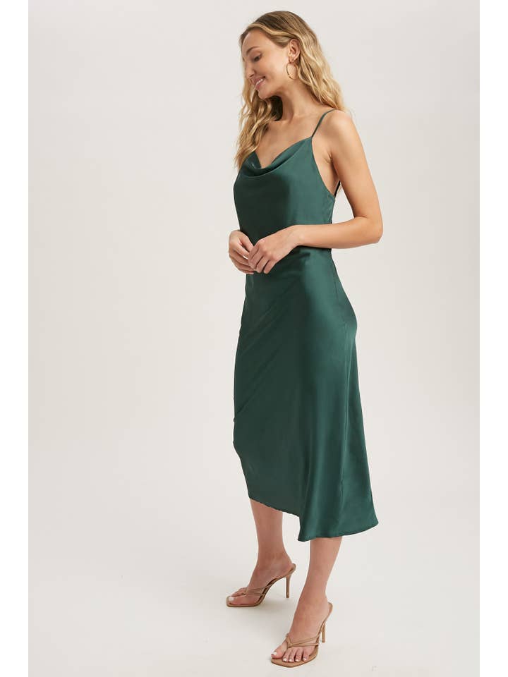 Bluivy - Wholesale Dress - Women's - SATIN DRAPED NECK MIDI SLIP DRESS45