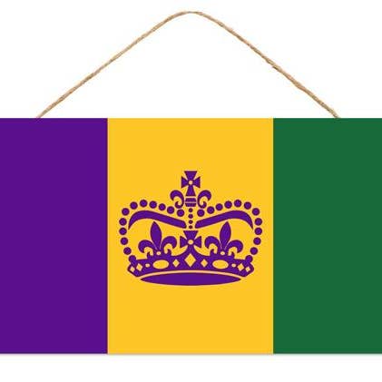 12,5 ”L x 6" H Mardi Gras flaggskylt - AP7275 för wholesale av White Bayou Wreaths & Supply