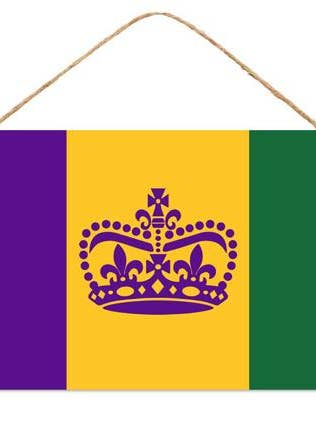 12,5 ”L x 6" H Mardi Gras flaggskylt - AP7275 för wholesale av White Bayou Wreaths & Supply