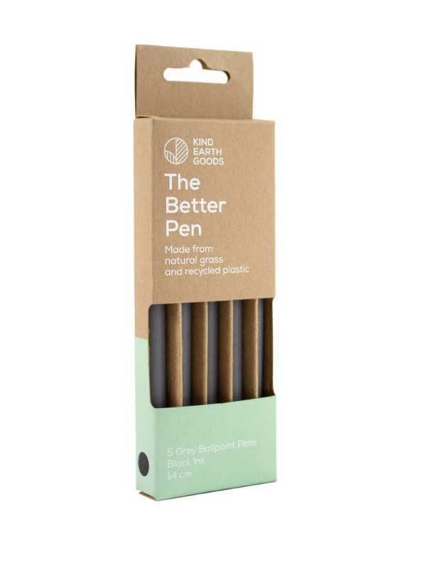 The Better Pen (confezione da 5) - Inchiostro nero - Grigio per la vendita all'ingrosso da parte di Kind Earth Goods