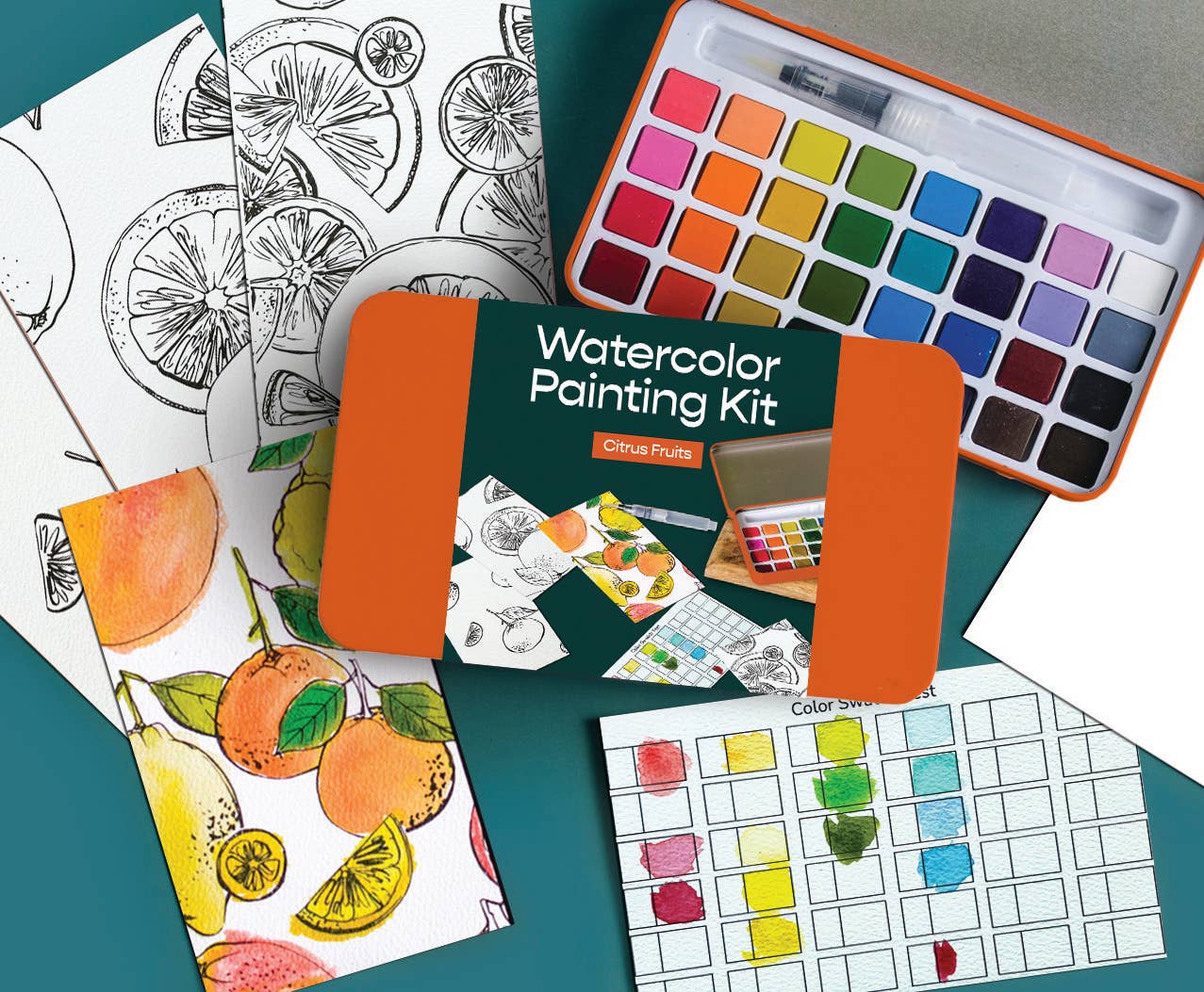 Cate Paper Co. - Wholesale Paint set - Citrus Fruits watercolor painting kit1