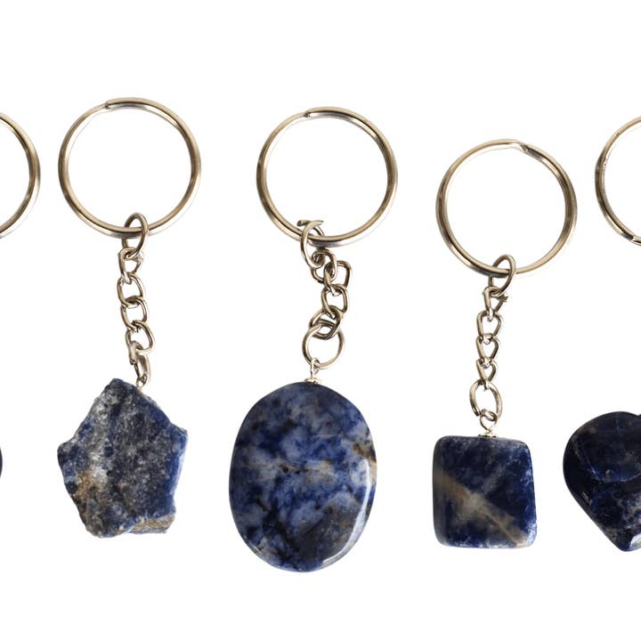 Gemstone Keychain | Sodalite | Crystal Stone Keyring for wholesale by Soothing Crystals