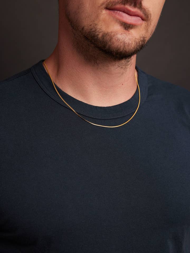 Men's 2mm 14k Gold Plated Herringbone Chain Necklace for wholesale by We Are All Smith