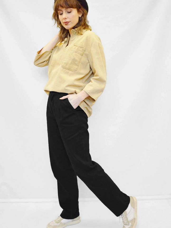 Haringgraat Franse Werkbroek Zwart voor wholesale door Wolf Clothing Collective Ltd