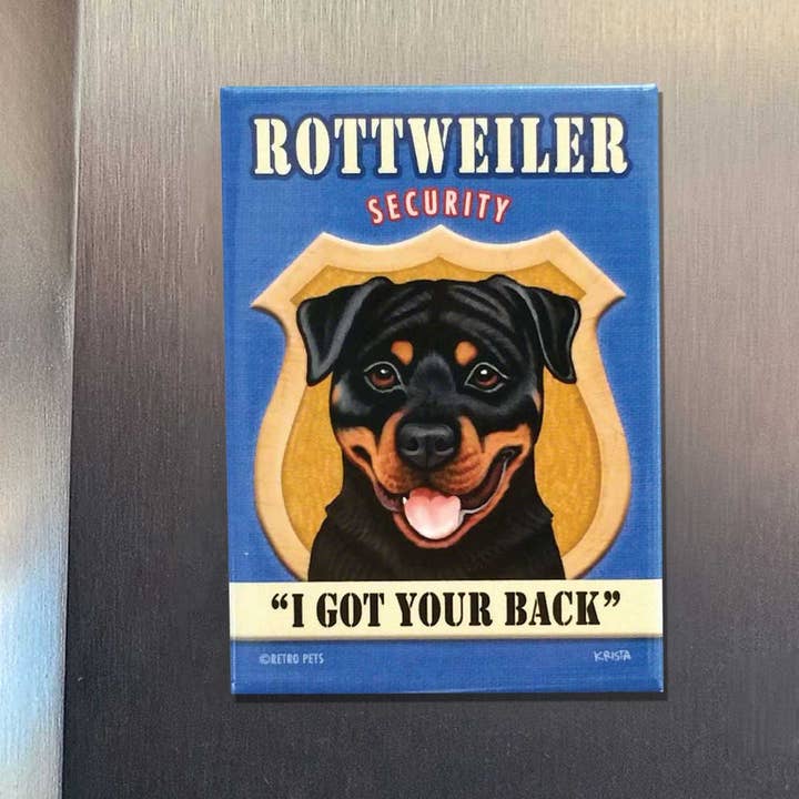 Retro Pets - Wholesale Magnet - Rottweiler Security 4-Pack Refrigerator Magnets1