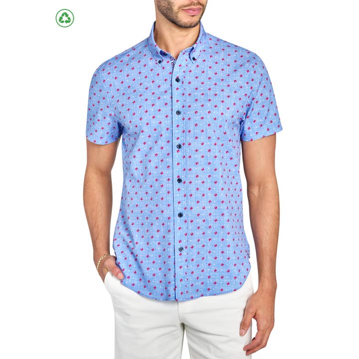 MINI-KRABBENHEMD AUS RECYCELTEM 4-WEGE-STRETCH MIT KURZEN ÄRMELN für den Großhandel von CON.STRUCT