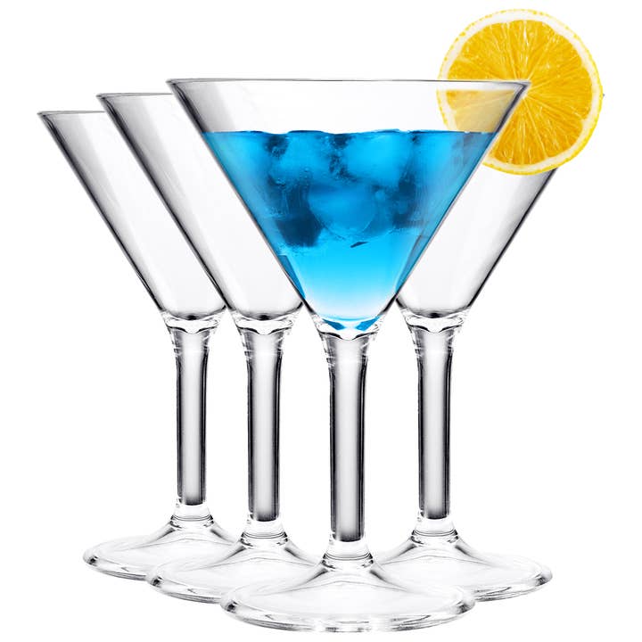 Acrylic Unbreakable Crystal Martini Glasses Set of 4 for wholesale by The Wine Savant / Khen Glassware