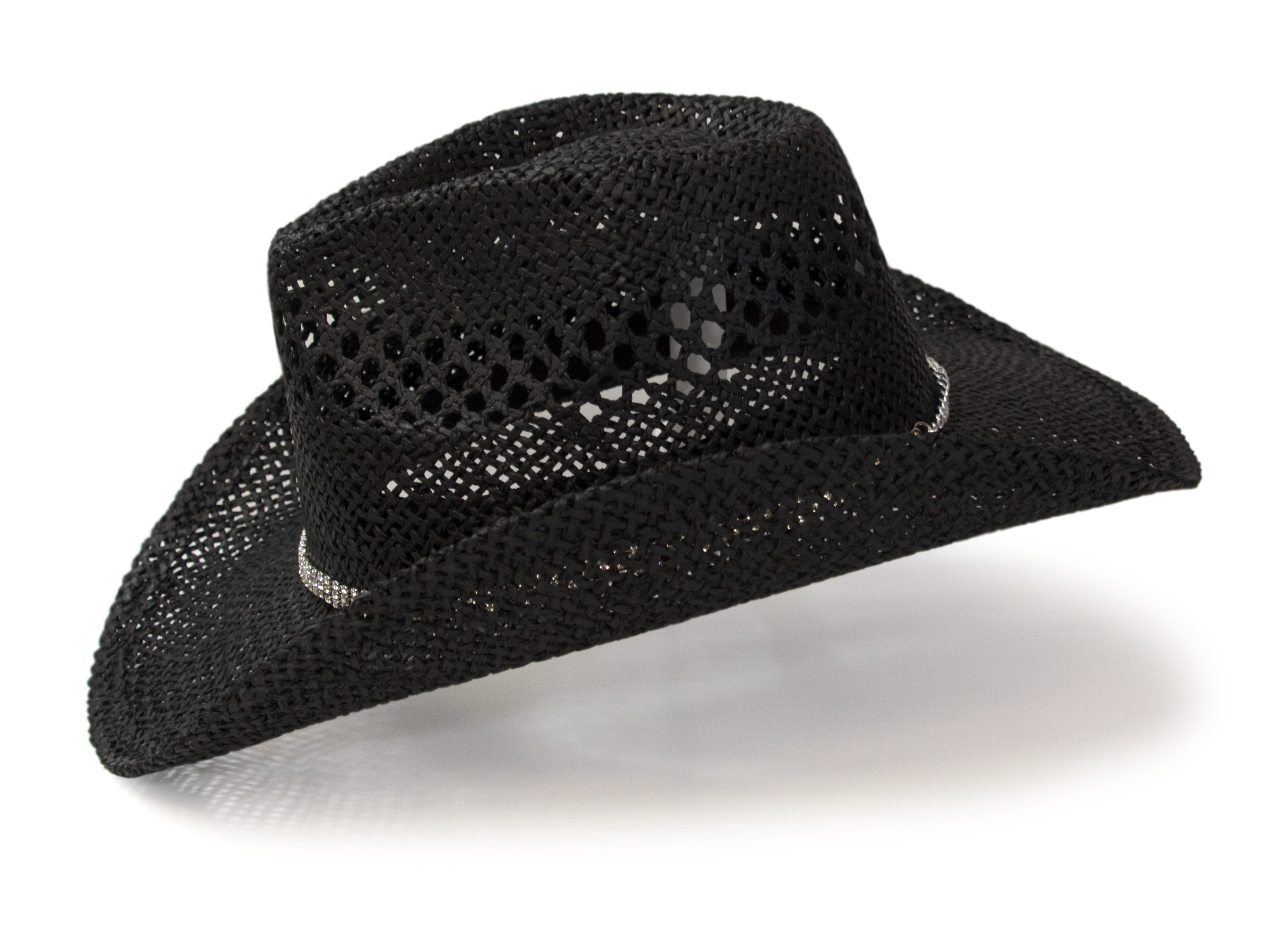 Western Express - Vendita all'ingrosso Cappello da cowboy - Donna - Cappello da Cowboy Nero Intrecciato con Fascia di Strass4