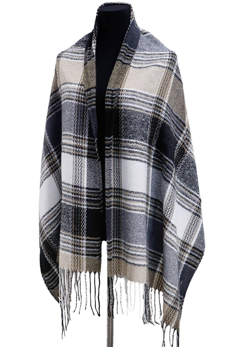 Cap Zone – wholesale Scarf – Women's – Madras Plaid Variegated Blanket Wrap Shawl Oblong Scarf0